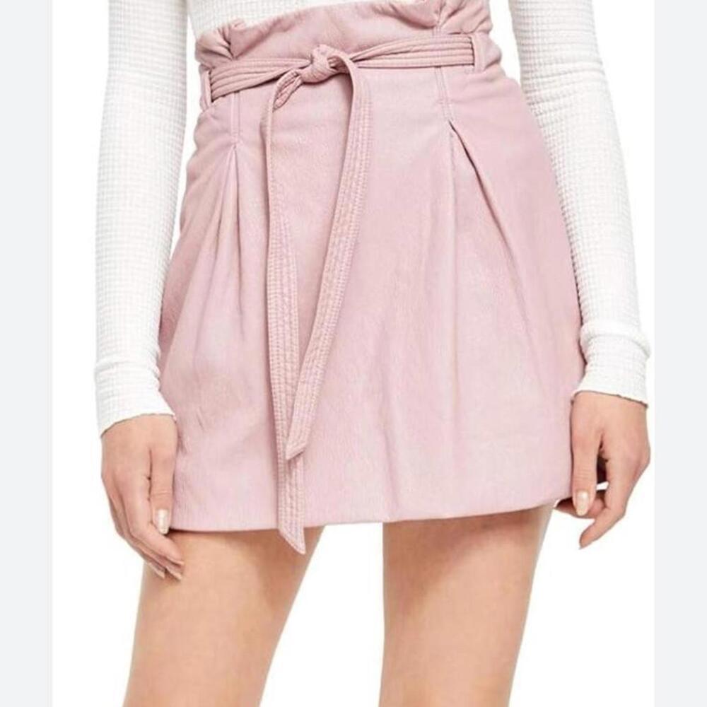 Free People Payton Paperbag Faux-Leather Mini Skirt in Mauve Women’s size 4​